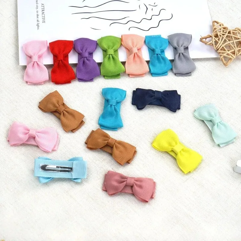 

Hair Accessories 20pcs Mini Hair Bows Solid Colors with Clip for Kids Girls Hairgrips Ribbon Covered Safety Bows Headwear