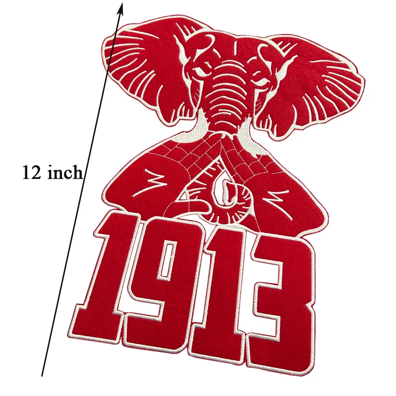 Delta Sigma Theta 1913 DST نادي نسائي ، رقعة مطرزة لإكسسوارات الملابس ، فيل أحمر كبير ، الأحدث
