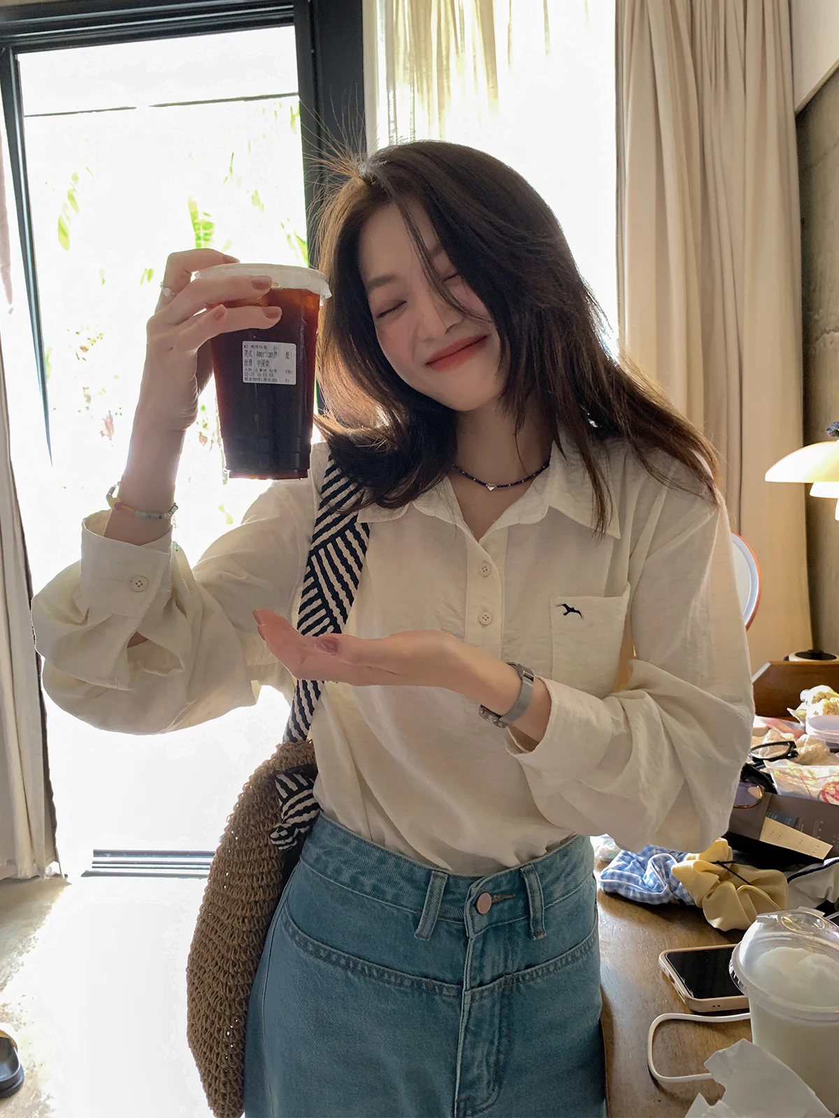 

Женская весенняя блузка Sisilyon Museum Diary с вышивкой, открытый воротник, корейский стиль, прямой крой, маленький размер...