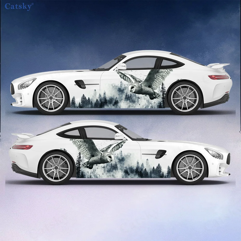 

Owl Mysterious Forest Car Vinyl Wraps Decal Self-adhesive PVC Sticker Suitable for Trucks SUV Decoration Auto Accessories Gift