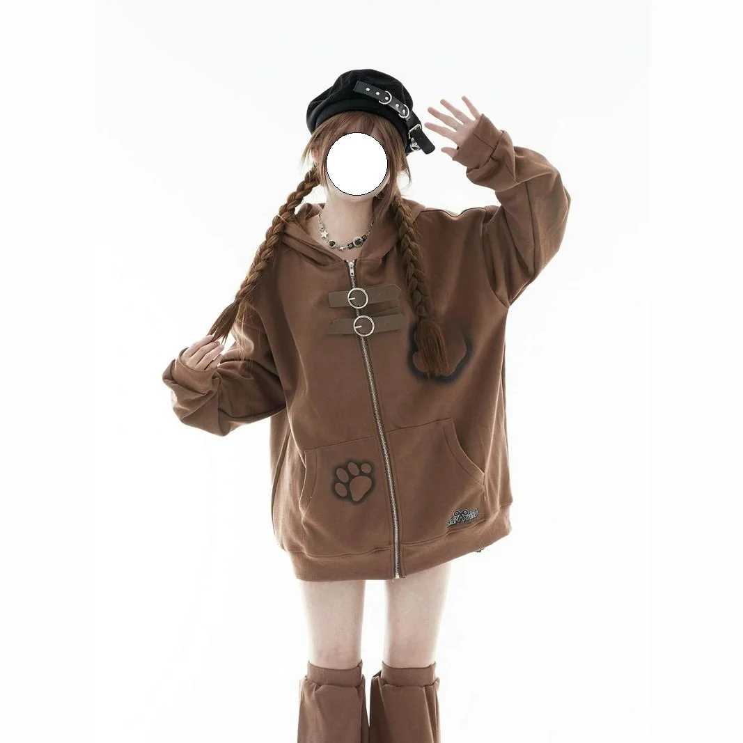 

Spring Autumn Soft Girl Aibi Culture Little Dog Sweater Coat High Collar Striped Y2K College Sle Knitted Top Women's Faion