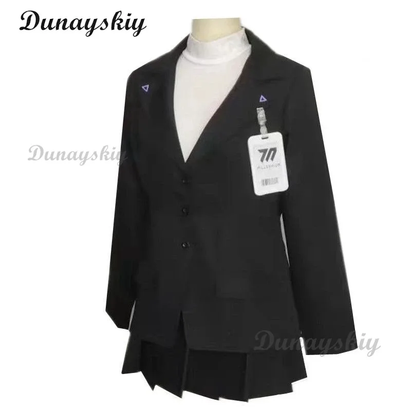 Цукацуки Рио Косплей Игры Синий Архив Костюм Школьный Президент JK Униформа Длинный Парик Комплект Хэллоуин Вечеринка Наряд для Женщин