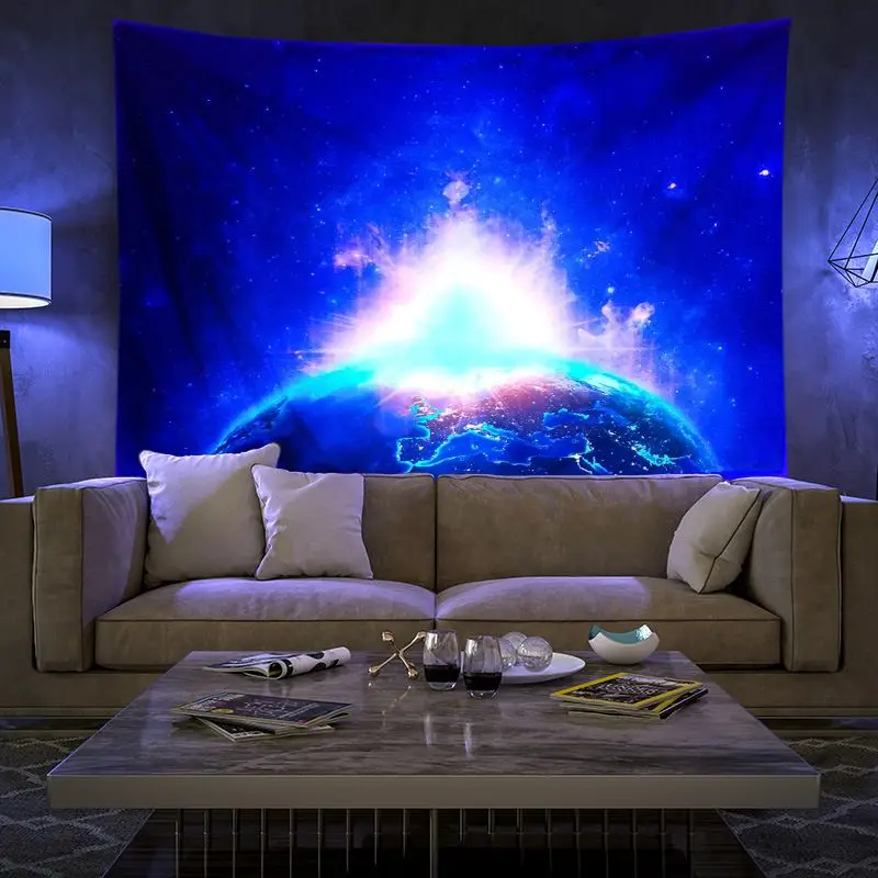 VIKAMA Universe Earth Starry Sky Tapestry, Cosmic Wall Art Background Cloth for Dreamy Living Room Aesthetic Home Decor
