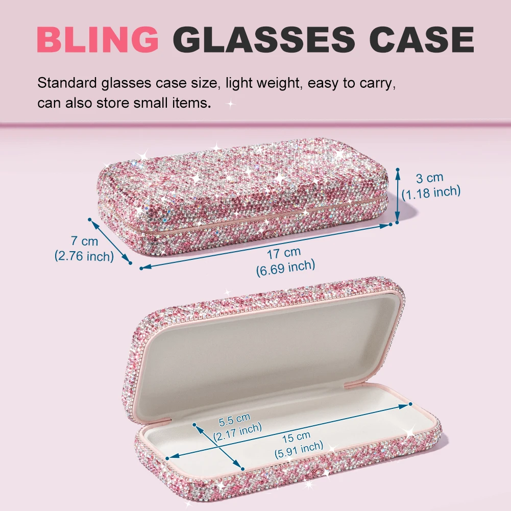 Bling Crystals Decorative Sunglasses Holder Hard Case Eyes Glasses Storage Organizer Box for Gift Women