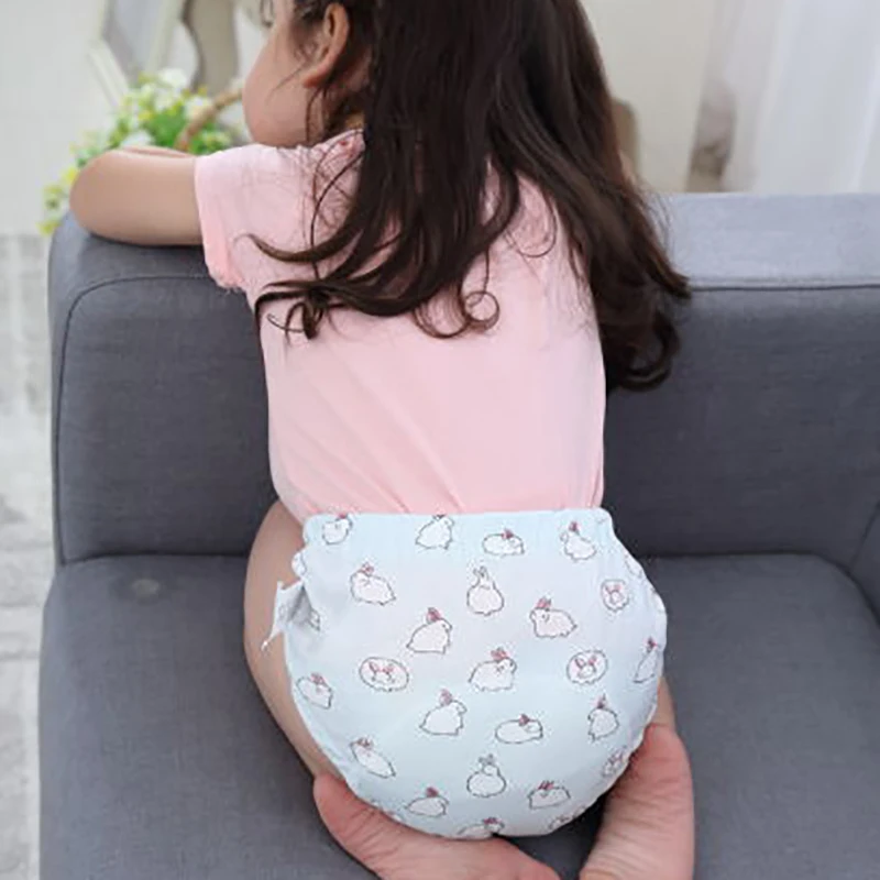 Couche-culotte imperméable en coton pour bébé, sous-vêtement mignon et lavable