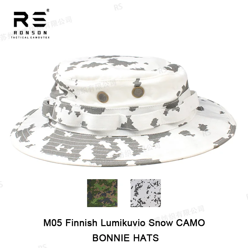 M05 Finnish Lumikuvio Snow Camouflage Bonnie Hat NYCO 50/50 Rip-stop Nylon Cotton Mil-spec Tactical Fabric Waterproof NIR