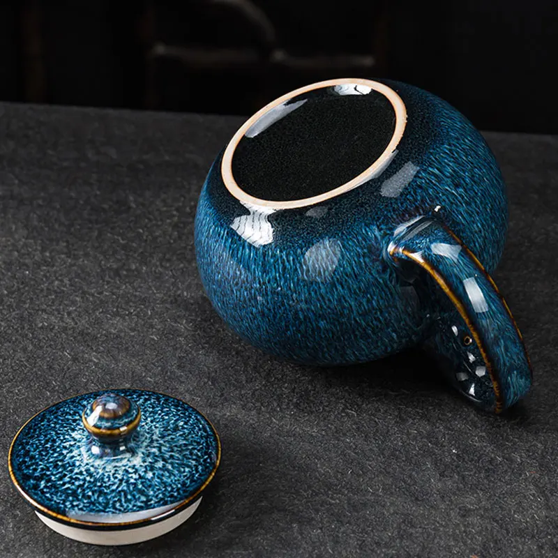 Ceramic Teapot Kiln Change Single Large Kettle Household 1 Teapot 2 Cups Large Capacity Hoop Handle Tea Set