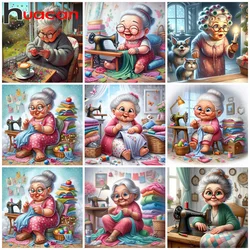 Huacan New Arrivals Diamond Painting Portrait Grandma Diy 5d Drill Mosaic Cartoon Home Decoration Art Handmade Gift