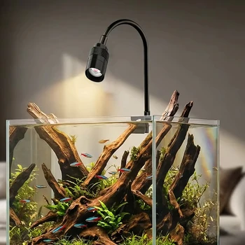 Luminária LED para Aquário 3W Sul-Americana com Foco, 3 Cores, Dimerizável, Temporizador de Ciclo e Zoom para Decoração de Aquascape e Iluminação de Destaque