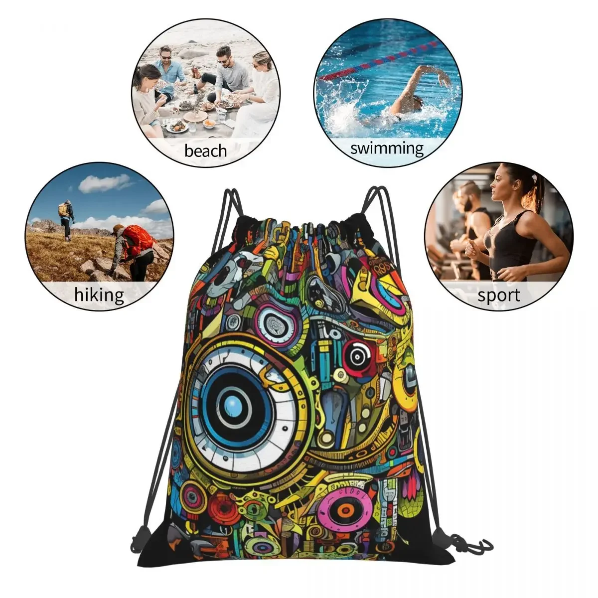 Mochilas de olho da mente abstrata, bolsas de cordão portáteis, bolsa de esportes, bolsa para homens e mulheres, estudantes, moda