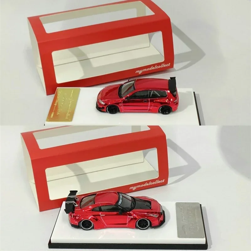 

Model Collect MC 1/64 Pandem Civic EG6 Mk5 Rocket Bunny / GTR R35 LB Chrome Red Simulation Alloy Model Collectible Car