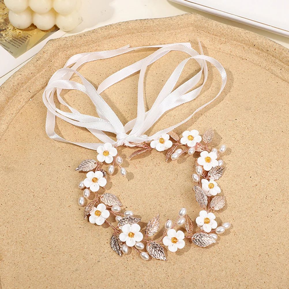 Cinta para diadema de flores, accesorios para el cabello para fiesta de boda, guirnalda de flores hecha a mano, tocado, corona de primera comunión