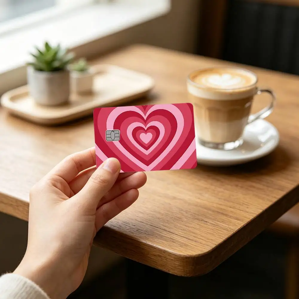 Heart Pattern Card Stickers Credit Card DIY Card Protector Stickers Waterproof Film Skin Cover