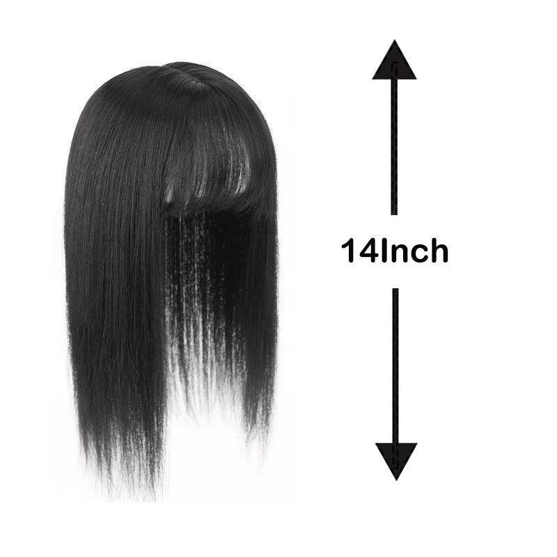 14'' Synthetic  Striaght Hair Toppers with Bangs  Natural Hairpieces  Volume Topper Hair Extensions For  Women