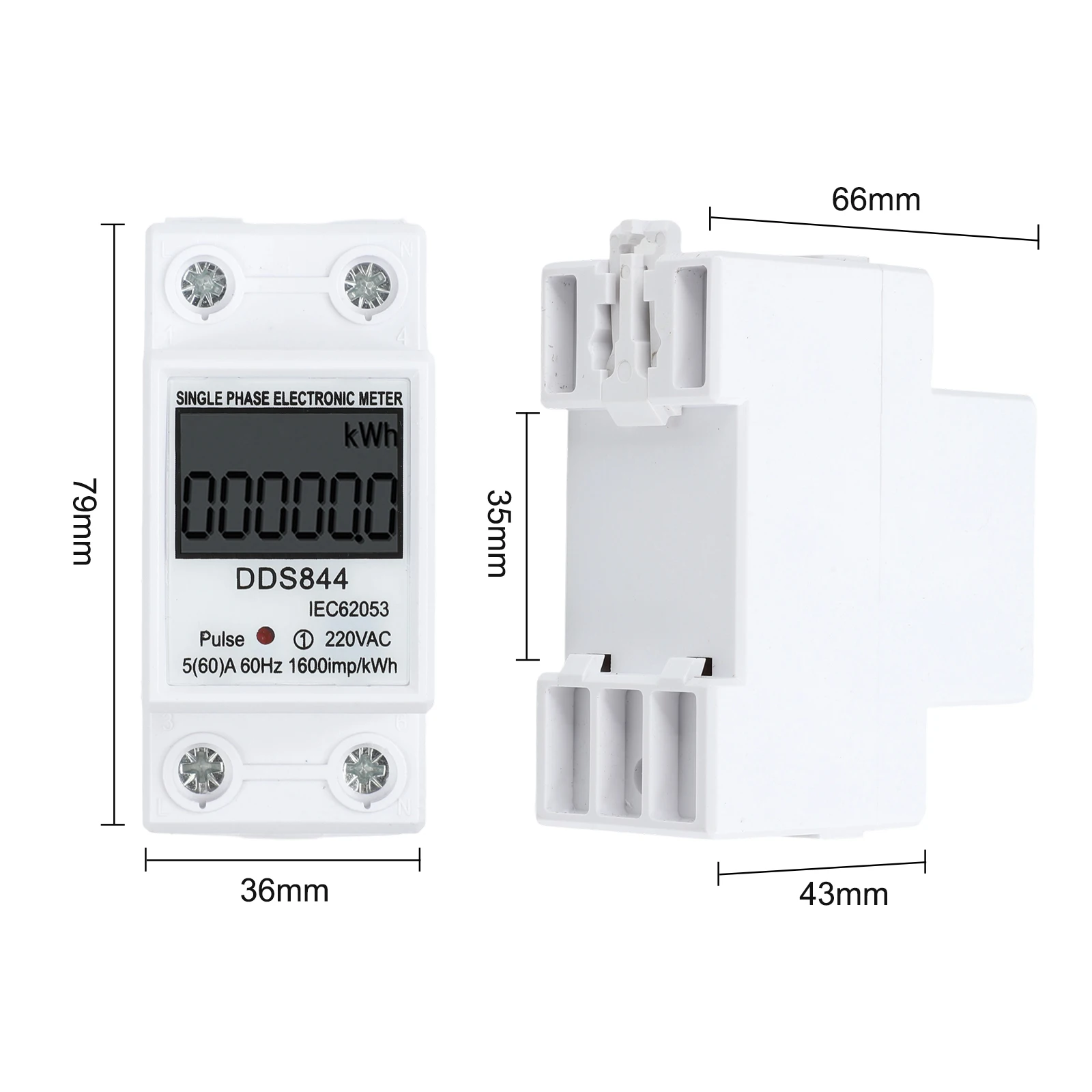 LCD Single Phase Electric Energy Meter KWH AC Digital WattHour Meter 220V 60A Real time Monitoring for Effective Power Usage