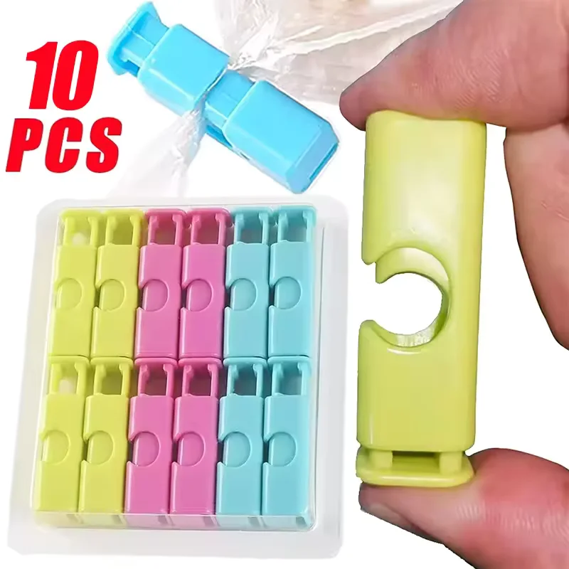 10Pcs Reusable Spring Food Sealing Clips, Snack Bread Bag Clamps for Kitchen Storage Organization