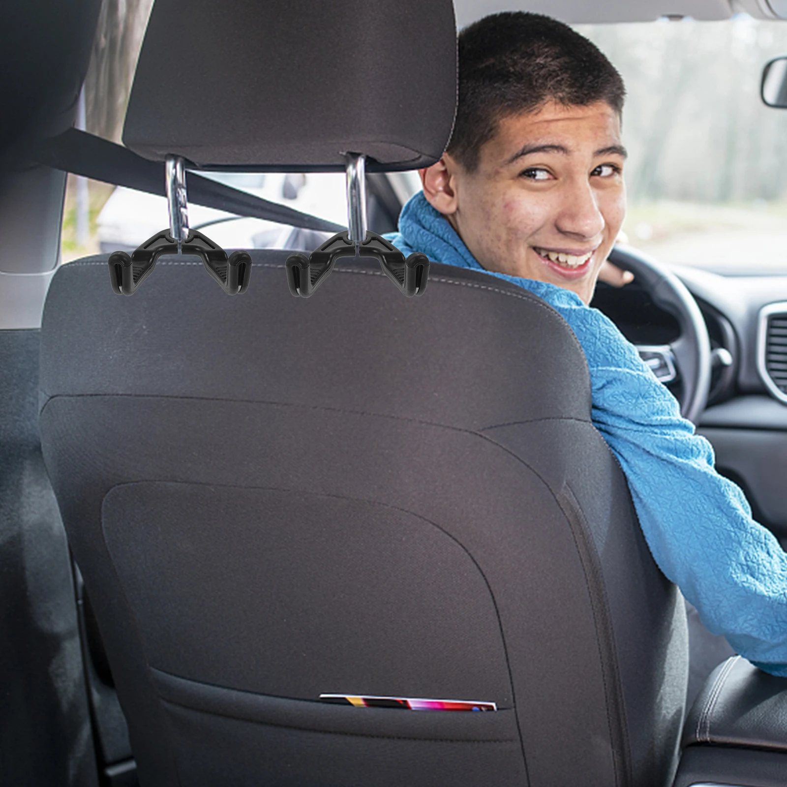 

Storage Hooks Multifunctional Seat Back Headrest Hooks 8kg Capacity Black No Tools Car Purse Holder Backseat Hangers