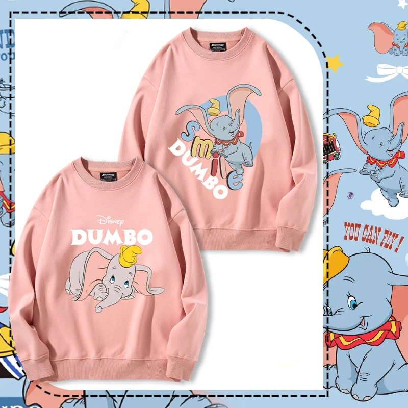 Autumn and Winter Disney Dumbo Cartoon Anime periphery Women's round neck pullover Casual and cute Couple's clothing pullover