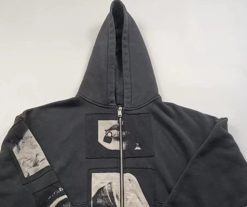 2025ss erd Hoody Sweatshirt High Street Kangaroo Pocket Long-sleeved Zipper Hooded for Men Women