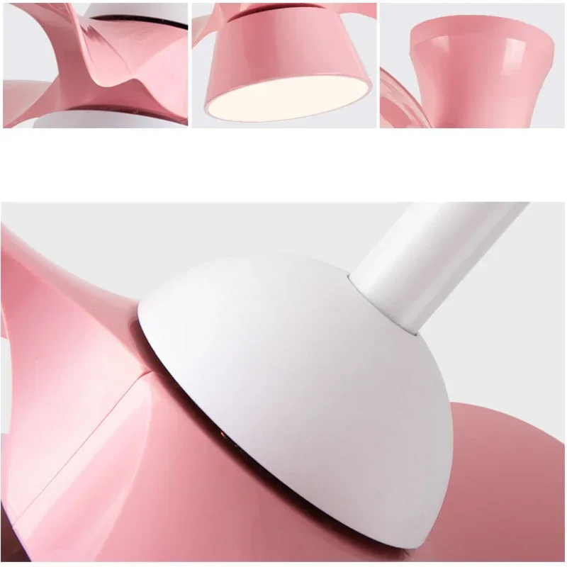 Fan Ceiling Lamp Small Macaron Fans Light For Living Room Bedroom Children Room Cute Colorful 22 Inch Remote Control Ventilator