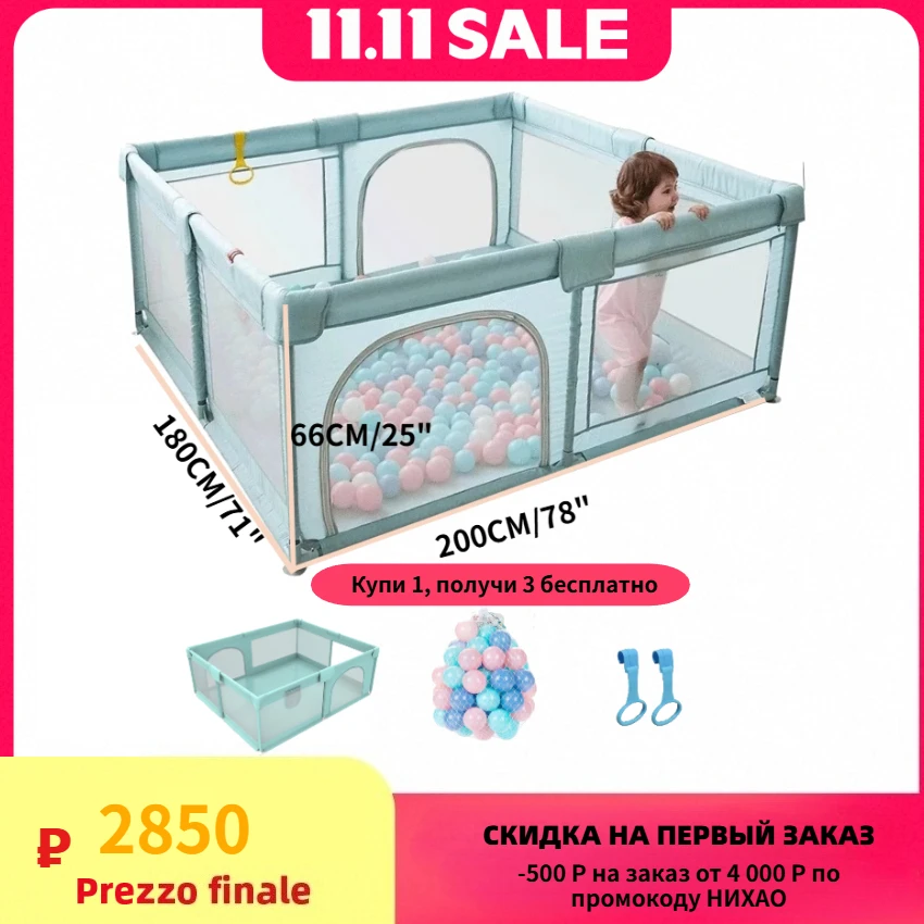 Parc 180x200 pour enfants, barrière de sécurité, clôture, aire de jeux pour tout-petits, éponge Anti