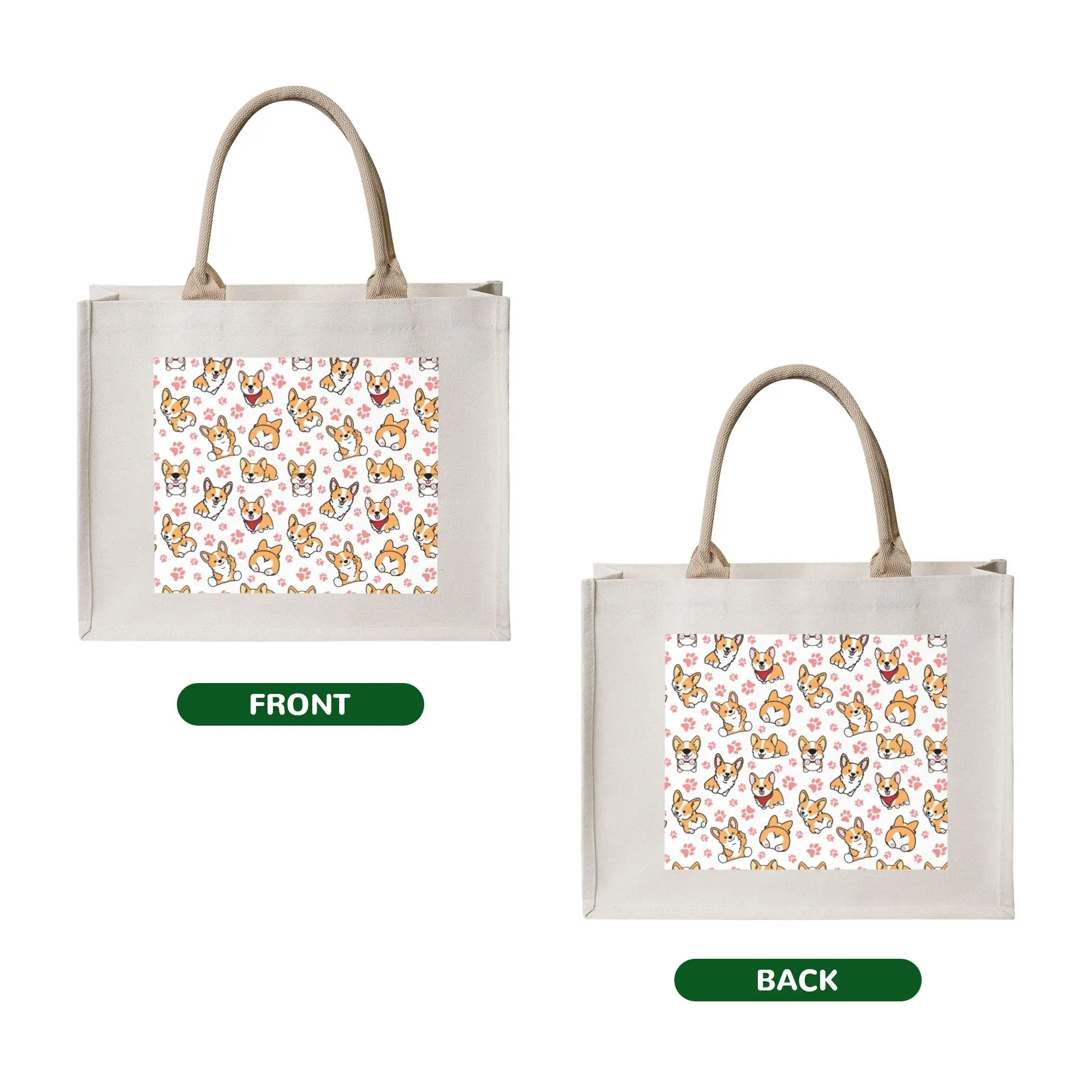 Recycling Cute Funny Corgi Pembroke Welsh Corgi Dog  Shopping Bag Women Tote Bag Portable  Grocery Shopper Bags