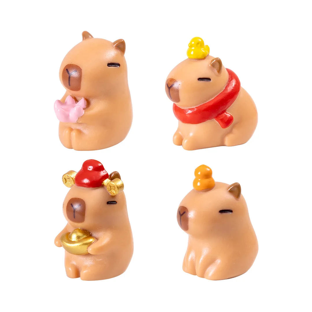 Capybara Simulation Animals Model Mini Kapibare Action Figures Figurine Home Decoration Kids Gift DIY Micro Landscape Ornament