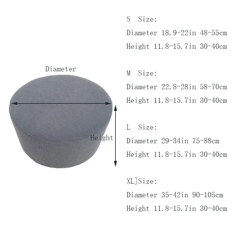 Round Ottoman Stool Covers Elastic All Inclusive Sofa Footrest Case Dustproo Washable Furniture Protector for Living Room Home