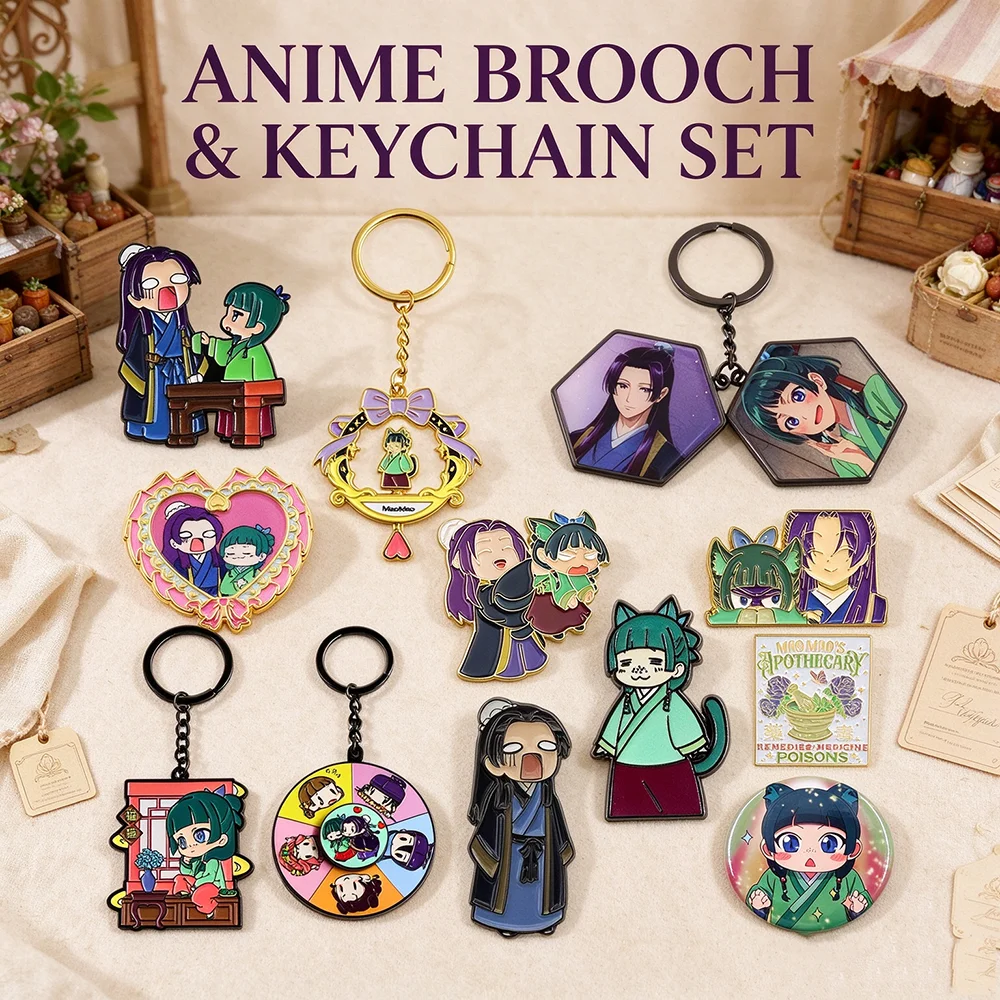 The Apothecary Diaries Enamel Pins Keychain Set MaoMao Jinshi Anime Brooch Lapel Badge Key Chain Bag Charm Cosplay Jewelry Gift