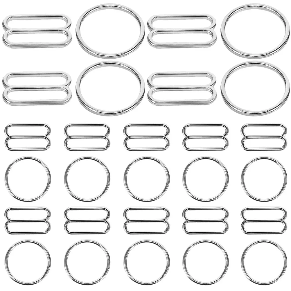 

30 Pairs Bra Adjuster Shoulder Strap Rings Hooks Replacement Clips Silver Bathing Suit Zinc Alloy 8 Shaped Buckles Lingerie