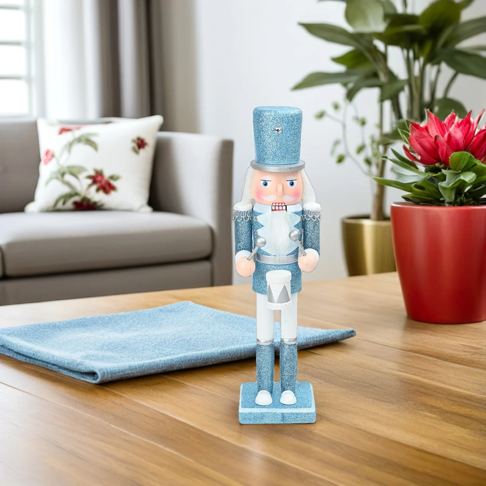 

2pcs Christmas Wooden Nutcracker Blue Unique Design Holiday Decor For Home Tabletop Shelf Xmas Decoration Woodcraft
