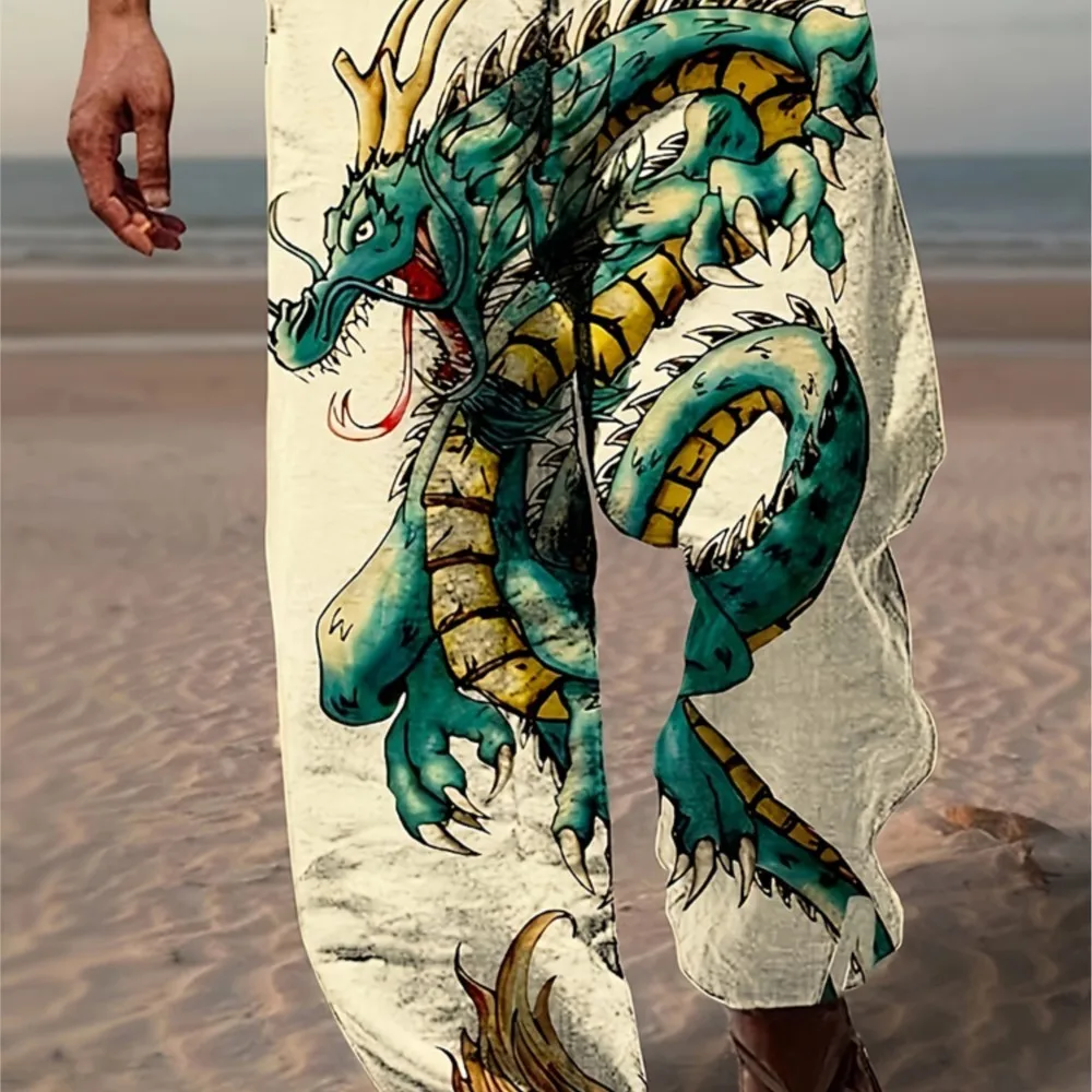 Summer Men's New Fashion Pants Beach Vacation Comfortable Casual Straight Pants Loose Breathable Stretch Wide-legged Pants