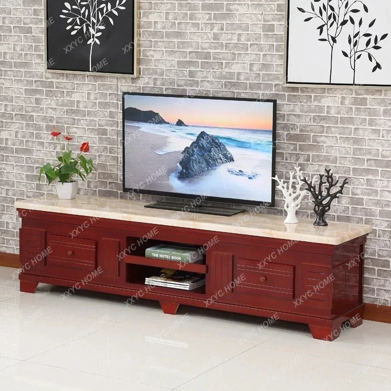 

MM Chinese marble TV cabinet coffee table living room modern simple floor cabinet solid wood locker small apartment