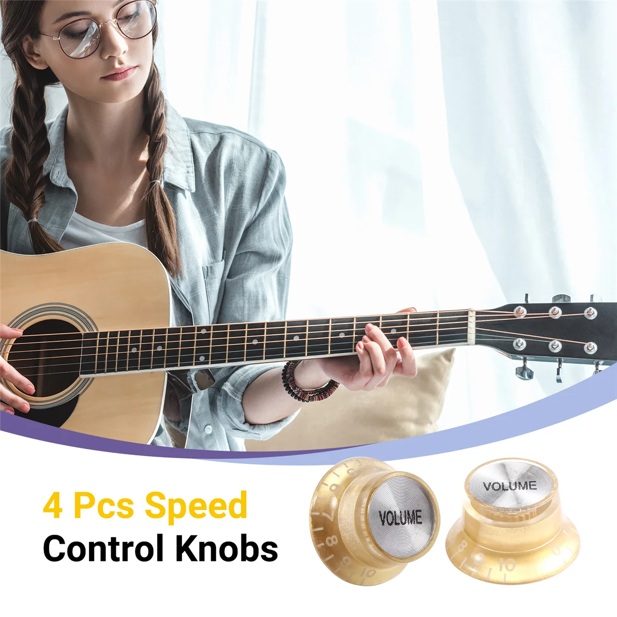 Perillas de Control de velocidad para guitarra LP, accesorios de 2 tonos dorados y 2 niveles de volumen, 4 piezas
