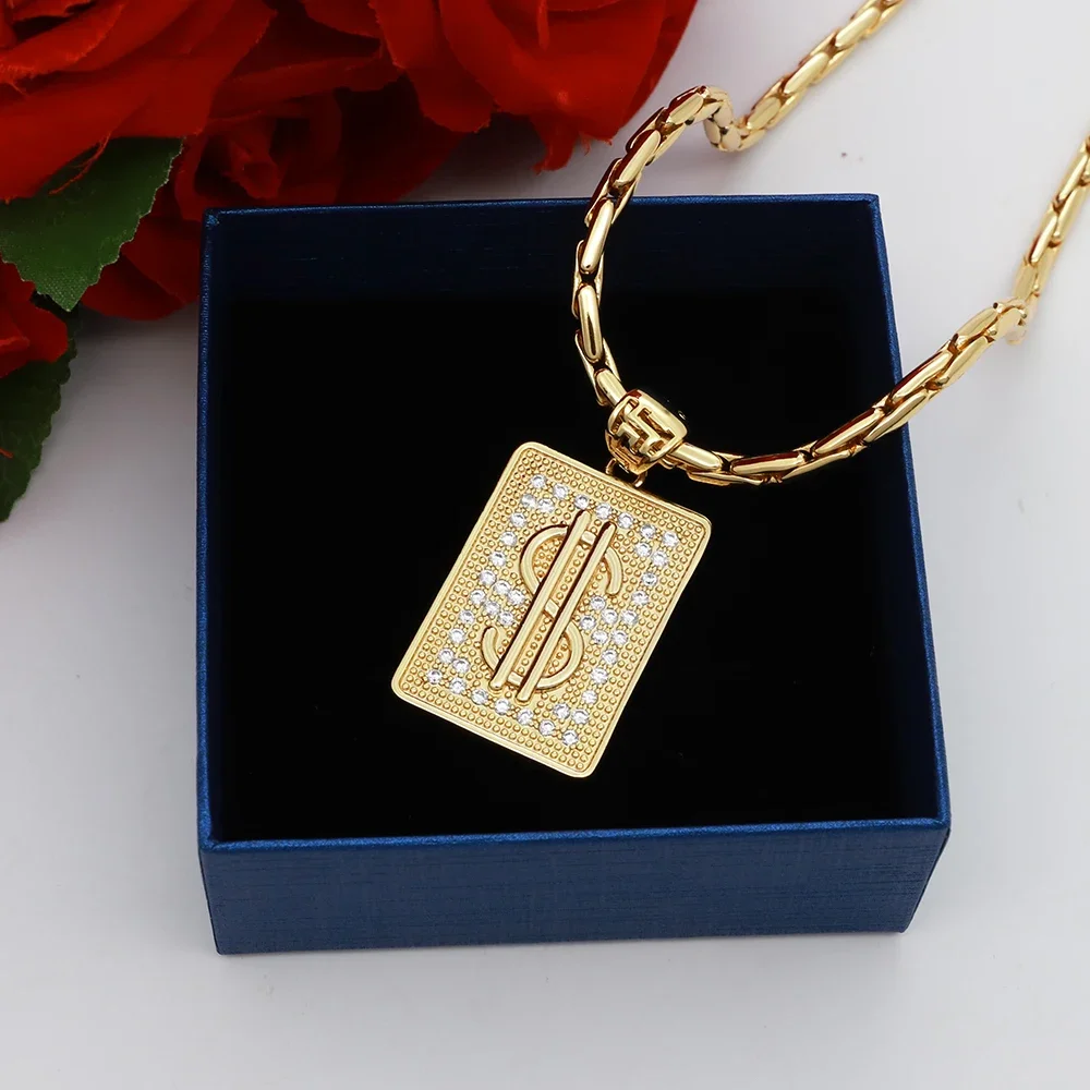 2025 New Trend Time is Money Dollar Pendant Necklace Iced Out Bling Cubic Zircon Charm Men Women Fashion Hip Hop Gifts Jewelry