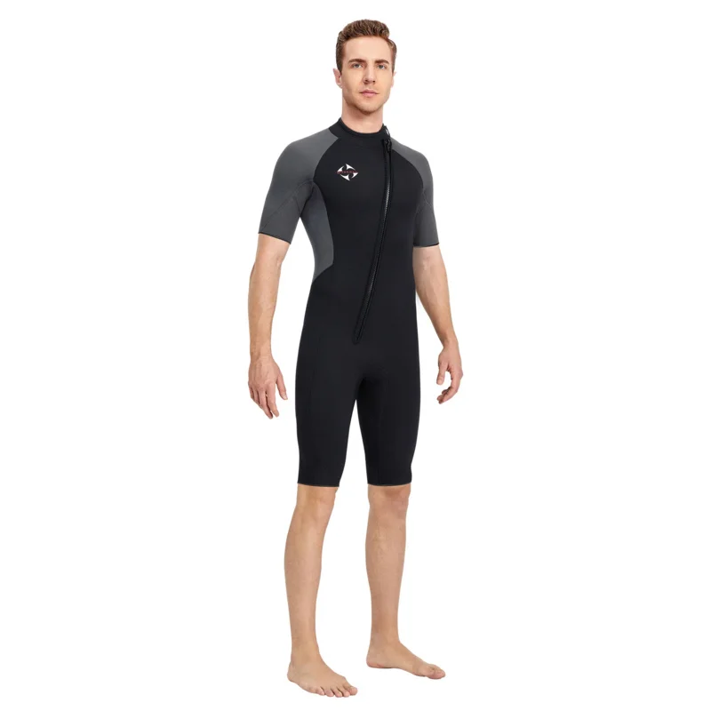 Men's Thick Thermal Neoprene Swimsuit, Scuba Wet Suit for Snorkeling and Kayaking, Full Body Surf Diving Suit, 3mm Short Wetsuit