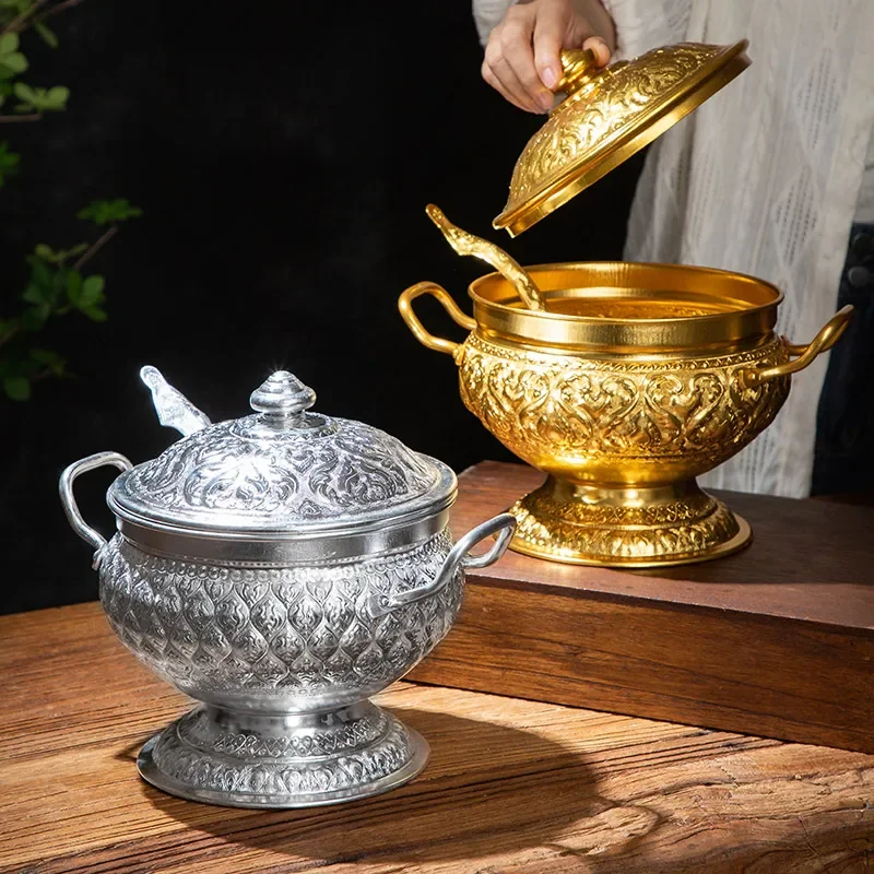 

Thai restaurant specialty tableware soup pot dessert milk tea rice Thai style kitchen utensils Dongyin Gong pot tin