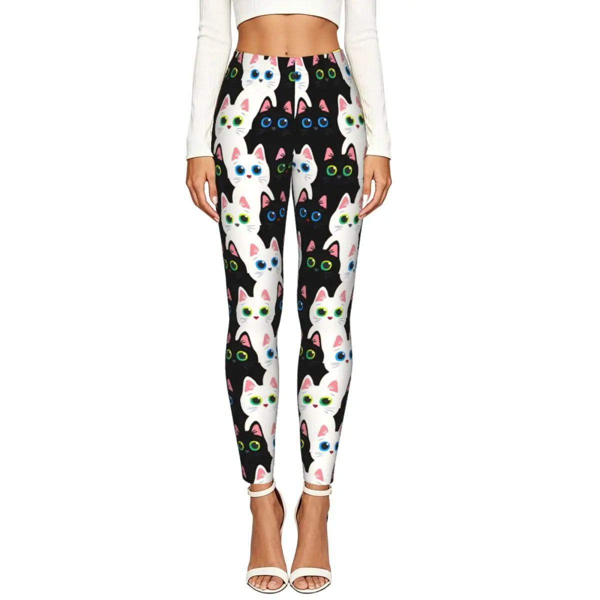 Cats Abstract Women Stretchy Leggings High Elastic Comfortable Fitness Yoga Pants