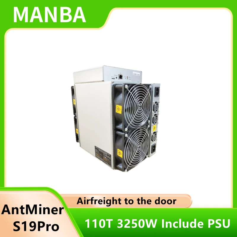 Máquina de mineração antminer s19pro 110th/s± 10% usada, minerador asic bitmain antminer s19 pro 110t 3250w, inclui fonte de alimentação e alimentação