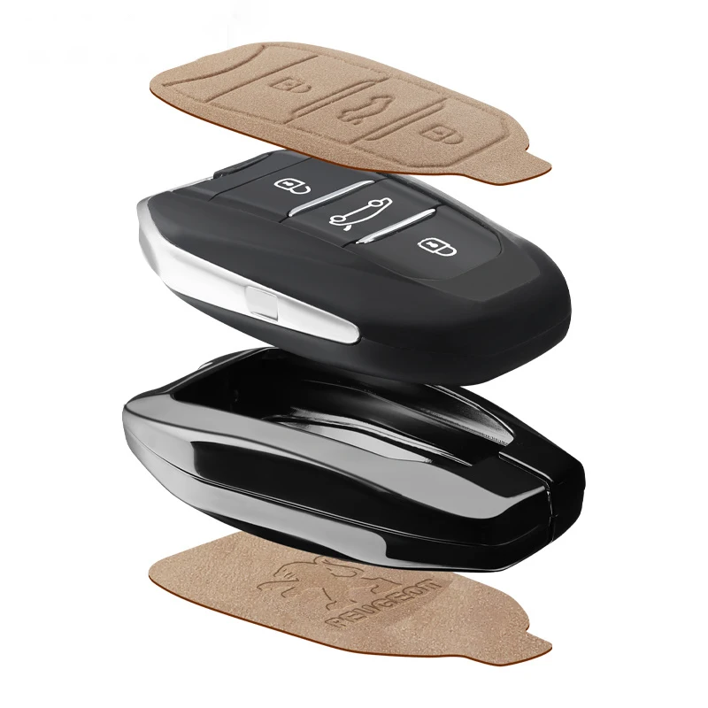 Suede Zinc Alloy Car Key Case Cover Shell Holder Protection Fob For Peugeot 308 408 508 2008 3008 4008 5008 Keychain Accessories