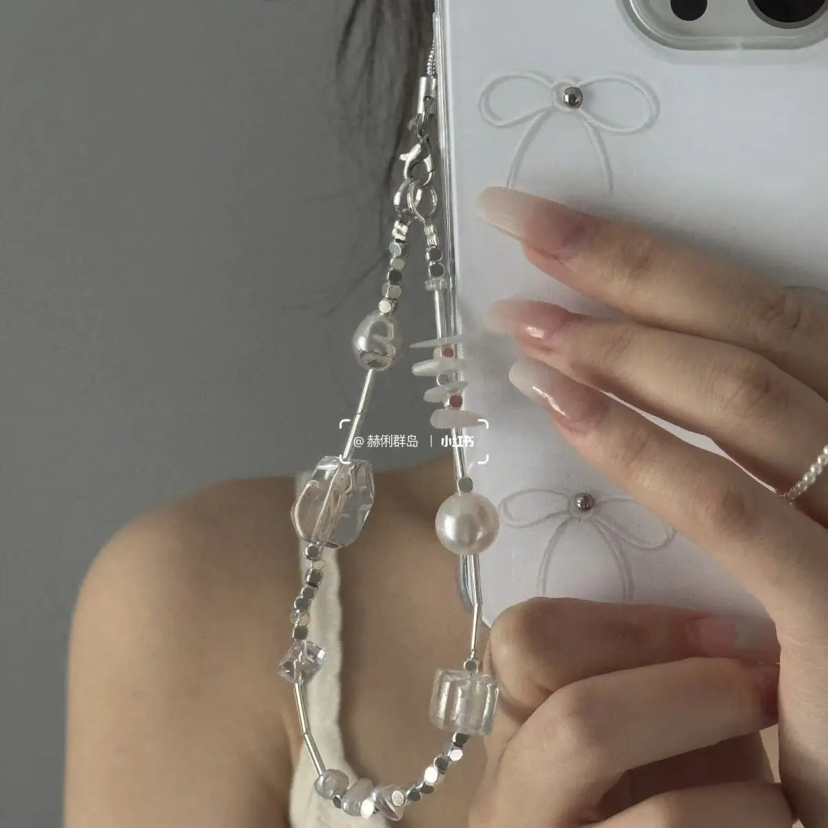 Minimalist High-End Pure Water Style Phone Case Charm Lanyard CCD Camera Card Album Decoration Creative Phone Wrist Strap