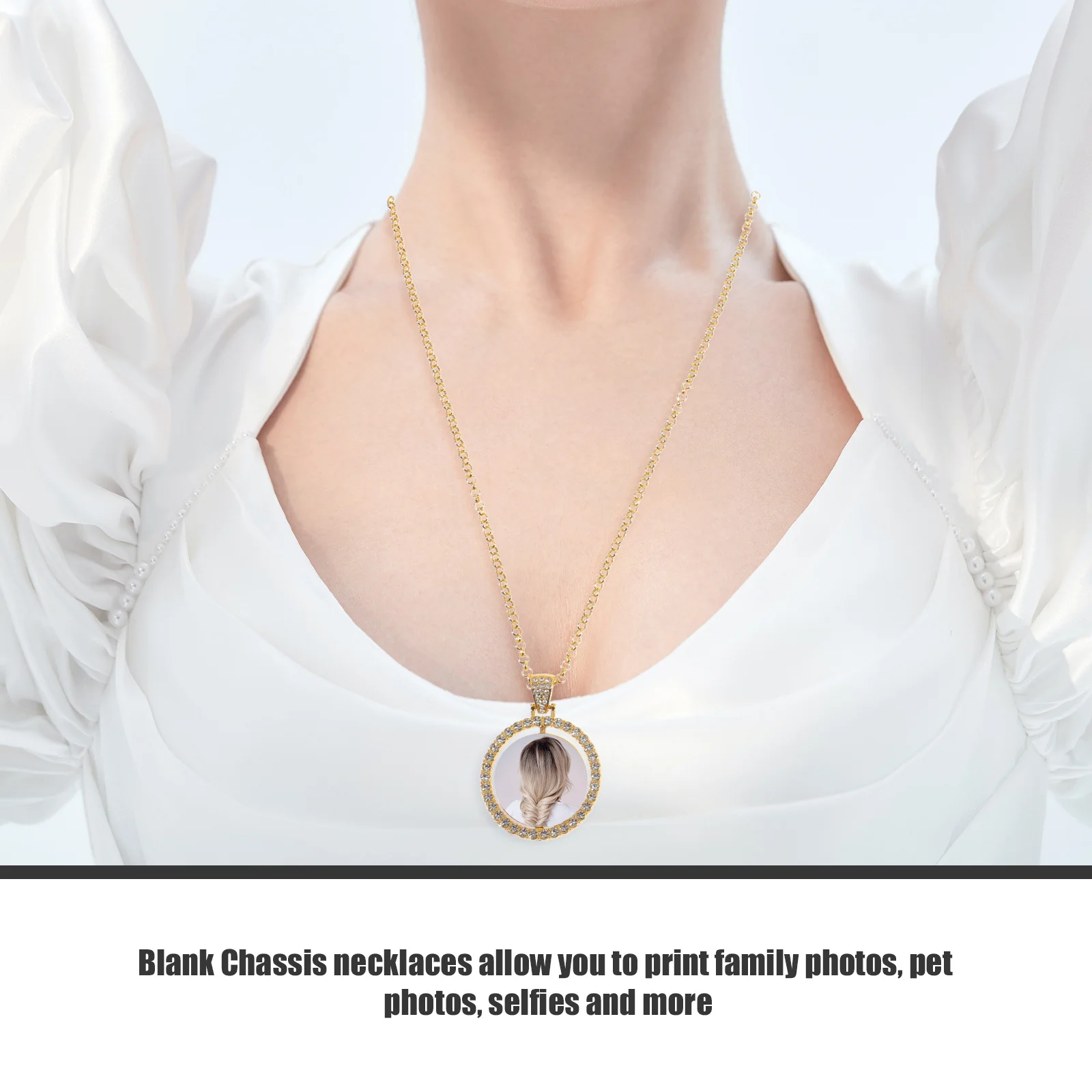 

2Pcs Sublimation Blank Metal Necklace Customizable Photos Ideal Graduation Valentine Christmas Gifts Sublimation Metal Necklace