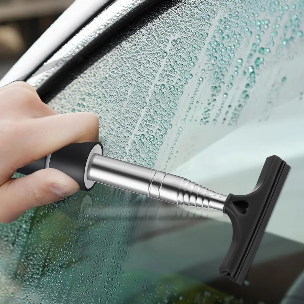 Portable Rainy Glass Window Cleaning Tool Wiper Extendable Handle Car Side Mirror Squeegee Telescopic Rearview Mirror Squeegee
