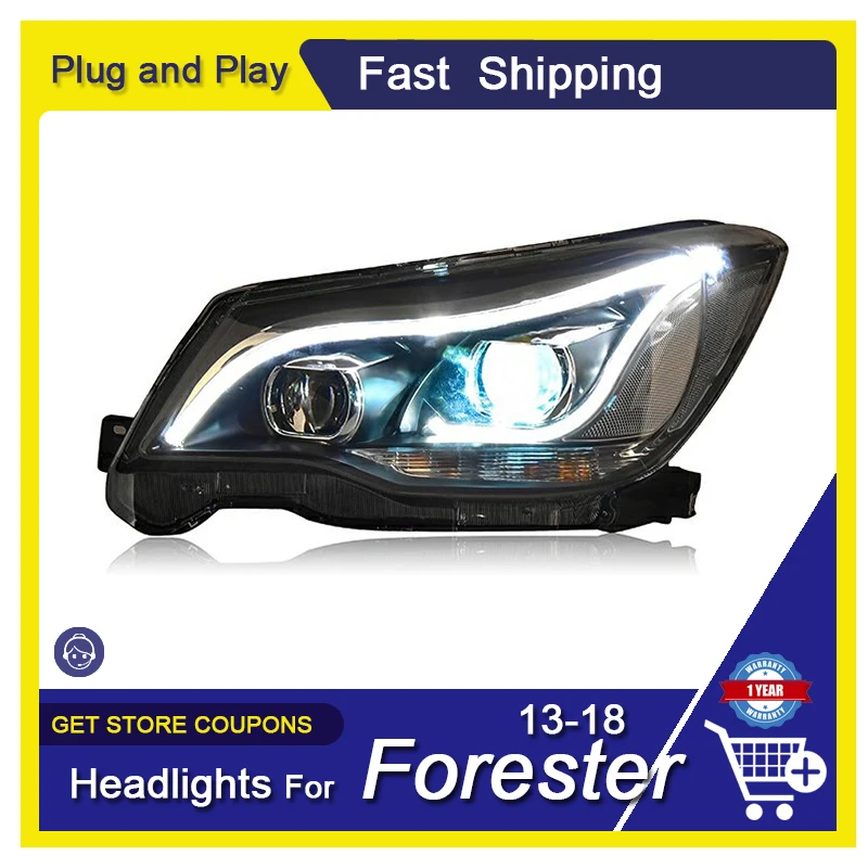 

Car Styling For Subaru Forester 2013-2018 Headlights Dynamic Turn Signal Bifocal Lens High Low Beam Fog Lamp Auto Assembly