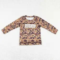 wholesale children's clothing baby girls and boys clothes hot sale Brown camouflage long-sleeved top with embroidered letters