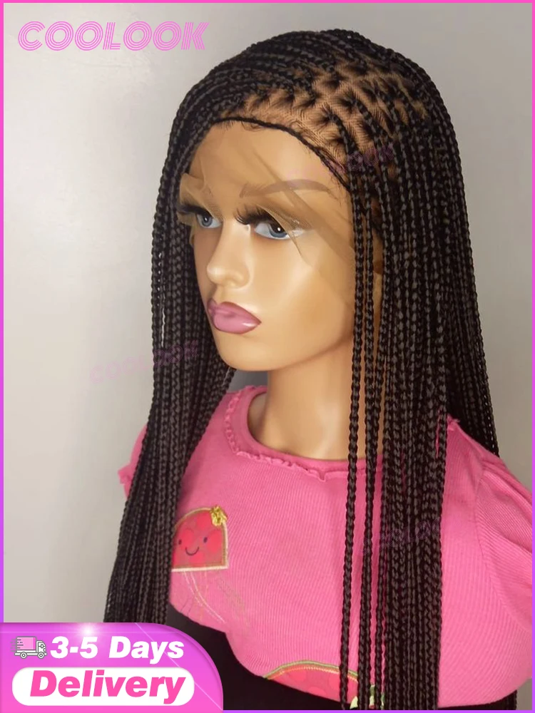 

36 "синтетические плетеные парики для чернокожих женщин, косички без узлов, парик из волос, полные кружевные плетеные парики