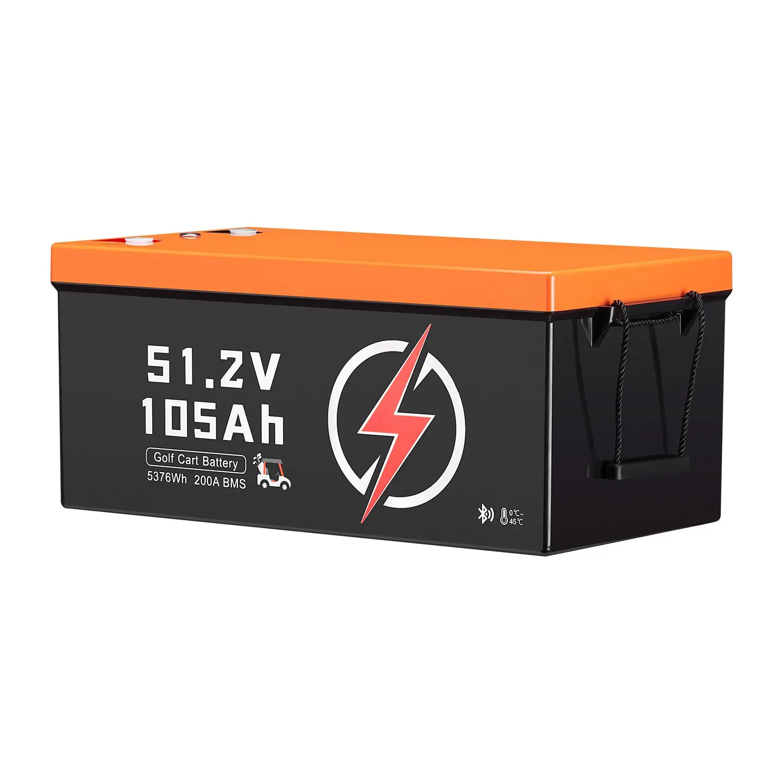 48V 105Ah Golf Cart Lithium Battery, 48 Volt Golf Cart Battery with 200A BMS, LCD Monitor and Mobile APP, LiFePO4 Battery with