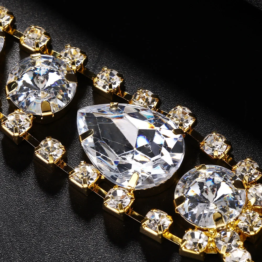 بيان الجوف حجر الراين المختنق قلادة مجوهرات الزفاف سيدة أنيقة قطرة الماء كريستال طوق المختنق الزفاف هدية الزفاف