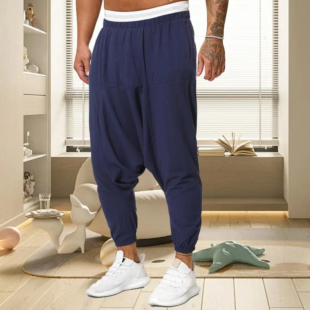 Celana panjang silang untuk pria, celana panjang olahraga keren cepat kering bahan pinggang elastis untuk pria