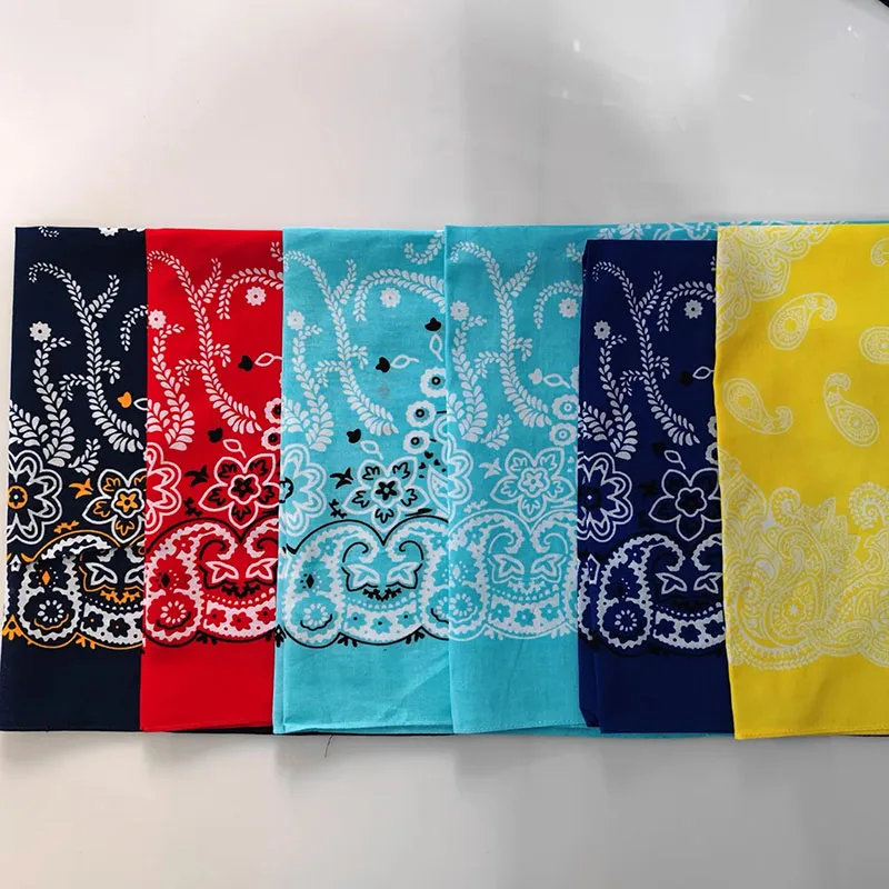 Fashion Hip Hop Cotton Square Neck Scarf Cashew Paisley Print Bandanas Kerchief Women Headband Unisex Men Mask Handkerchief Gift